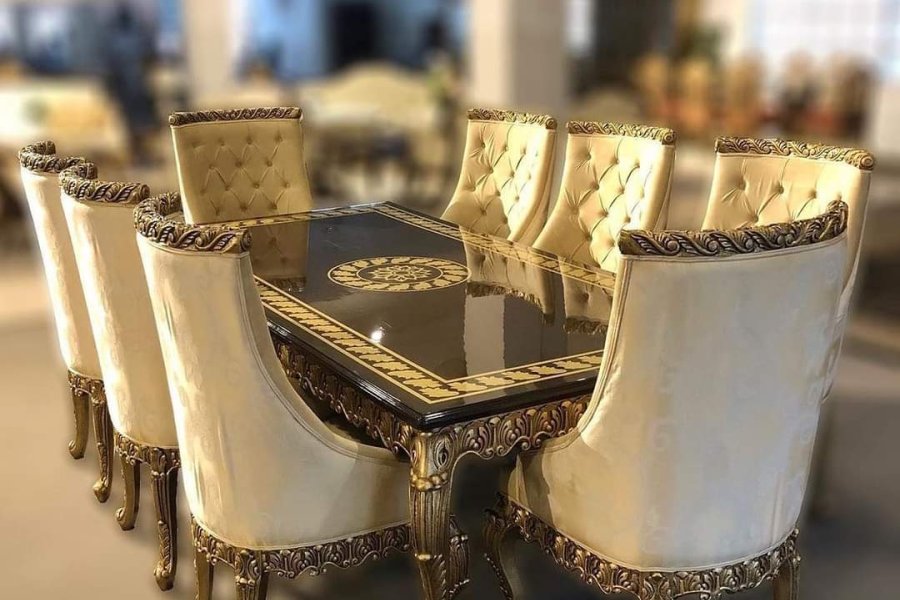 8 Seater Elegant Dinning Set with Graceful Dining Table