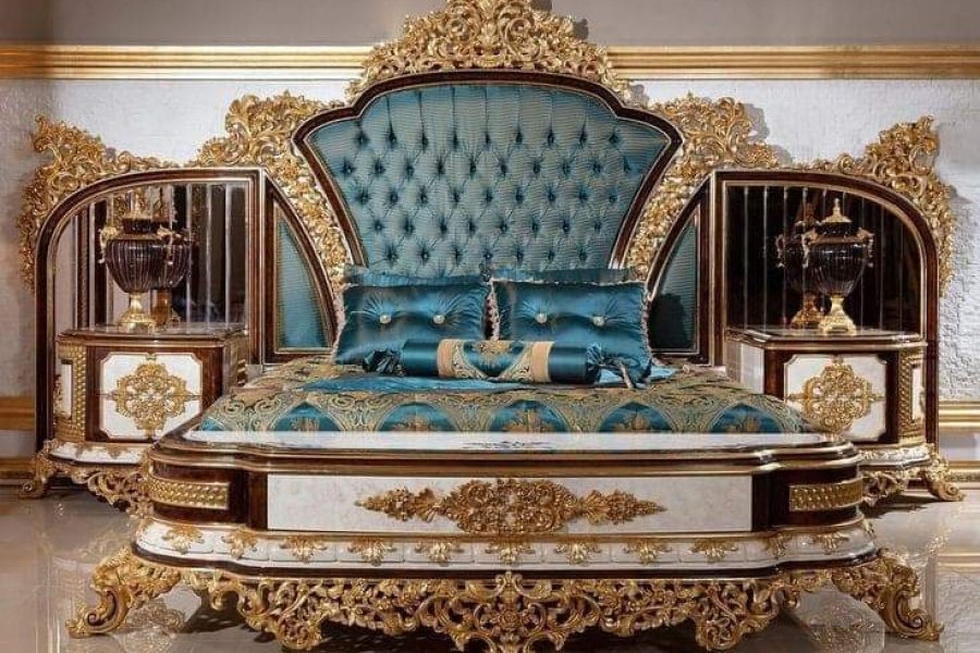 Royal BedSet with Classical Design including Sides tables and Decoration