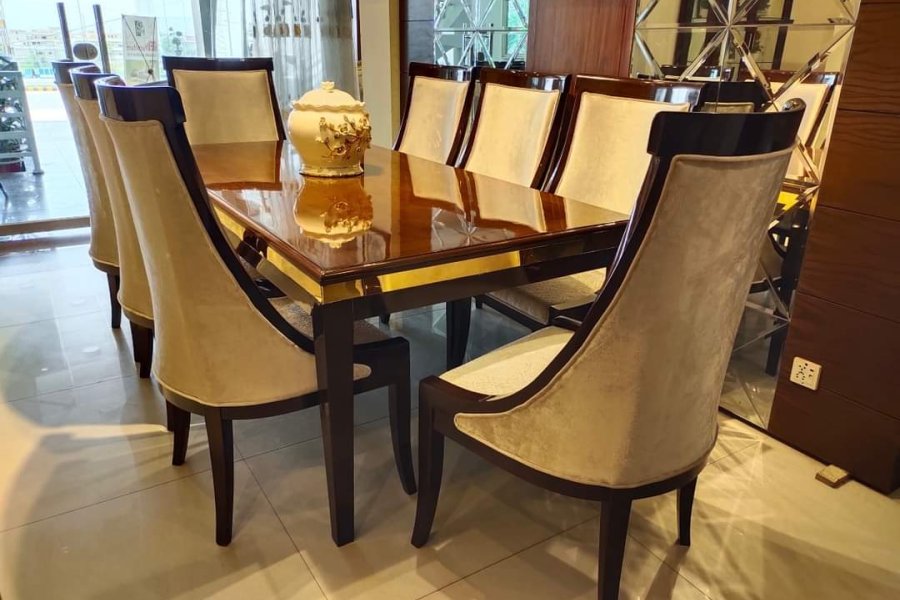 Dinning Room Set-- Dining Table 8 Seater unique Design with Decent Design Chairs
