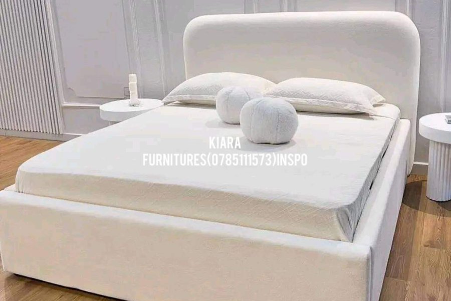 Wooden Bed White Color