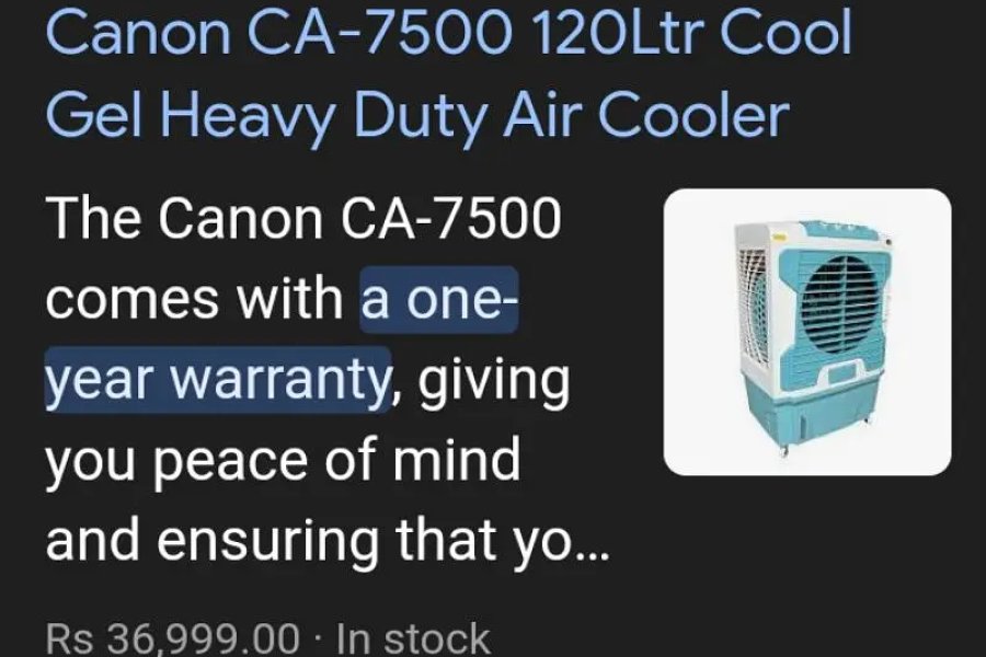 Cannon air cooler 1 year warranty two months used in new condition