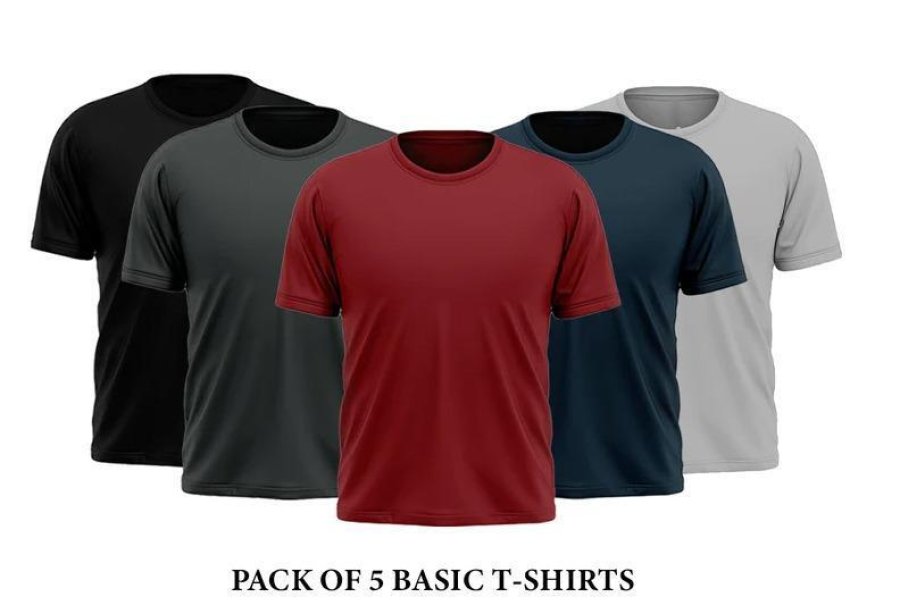 Pack of 5 Basic T Shirts ( Available in Different Sizes)-0