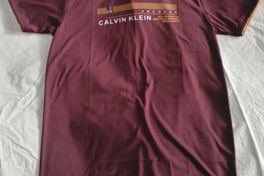 Men &quot;Calvin Klein&quot; Maroon T Shirt by Kragnify