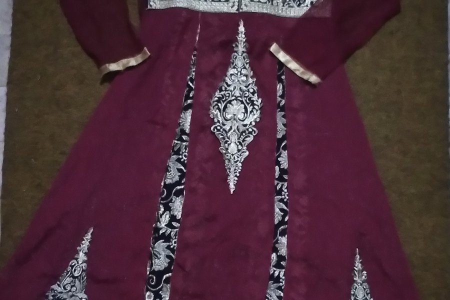 Elegant Maroon Embroidered Traditional Dress for Kids-0
