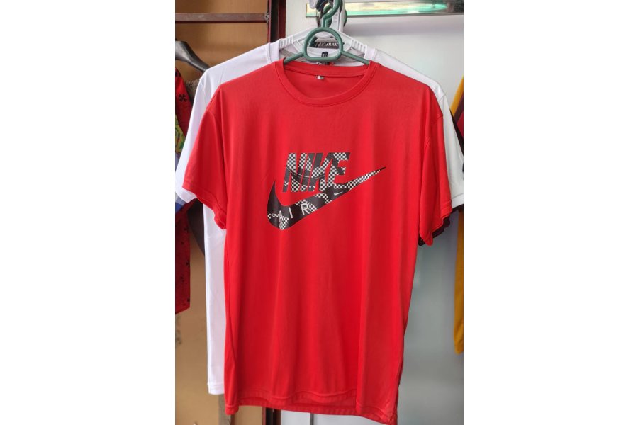 Men Nike Logo Red  T Shirt by Kragnify-0