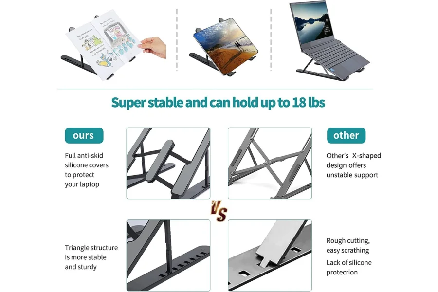 کثیر مقصدی فولڈ ایبل لیپ ٹاپ اسٹینڈ