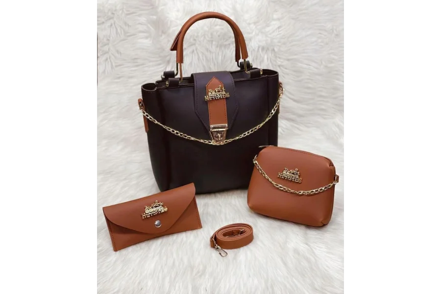 PU Leather Plain Hand Bag For Girls and Woman - Pack Of 3