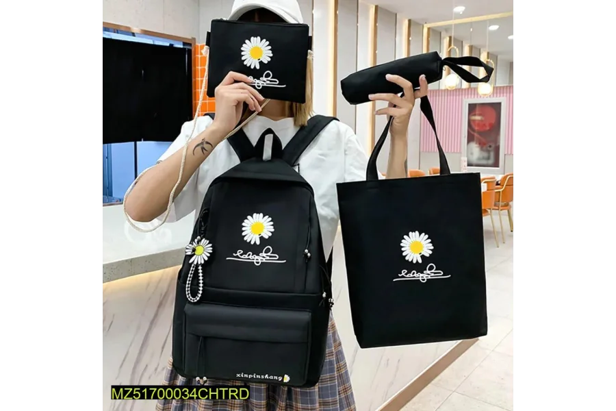 4 Pcs Floral Design Bag Set For Girls-0
