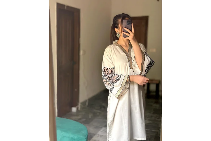 SUMMER LILEN STUFF WITH EMBROIDERY  2PC SET