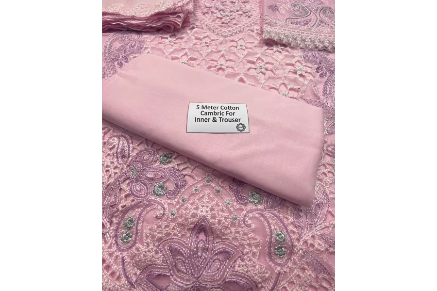 Maria B Embroidered Luxury Lawn Collection- Tea Pink