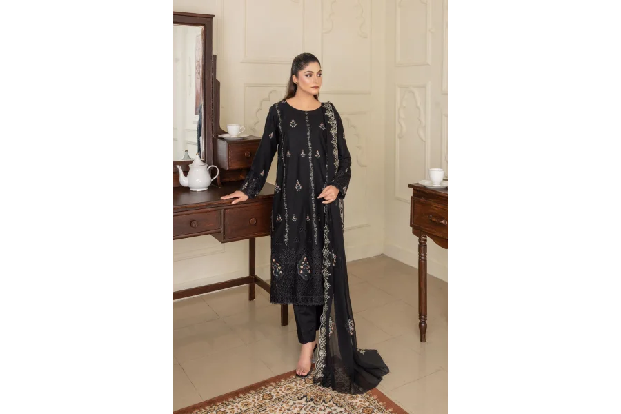 AYRA EMB اوریجنل برانڈ مڈ ونٹر کاٹن (سیاہ)