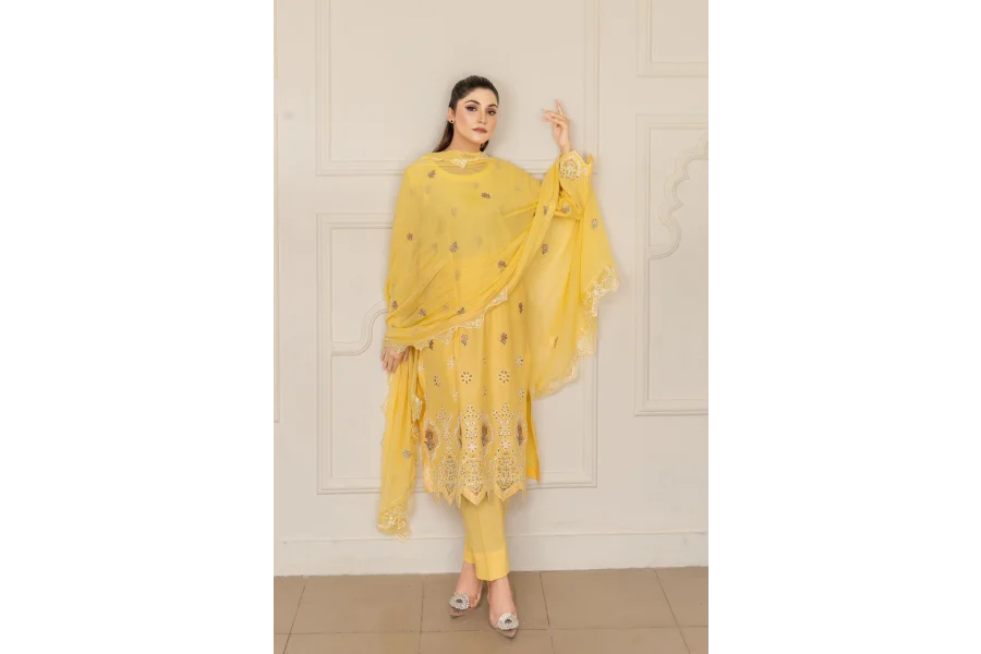 AYRA EMB اوریجنل برانڈ مڈ ونٹر کاٹن (پیلا)