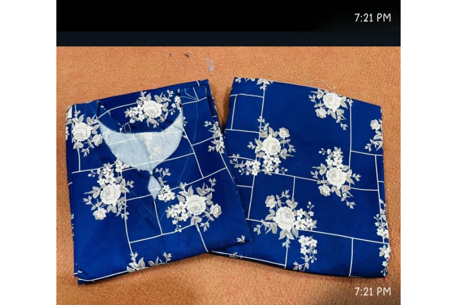 2 پیس آرما کرسٹل کاٹن سوٹ (نیلے)-0