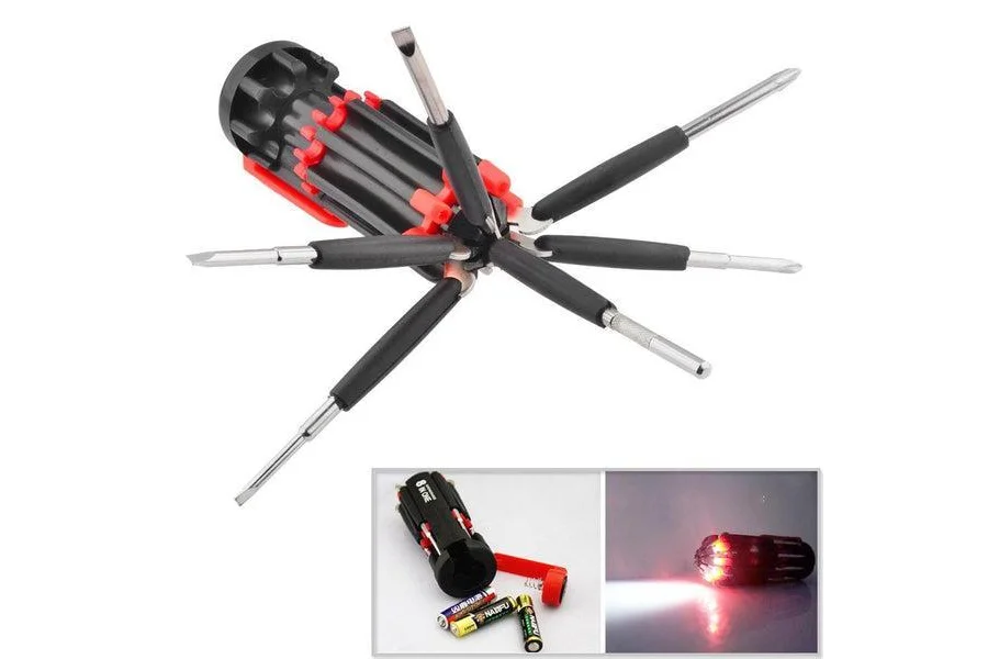 ٹیکمانستان 8 ان 1 سکریو ڈرایور کے ساتھ 6 لیڈ ٹارچ