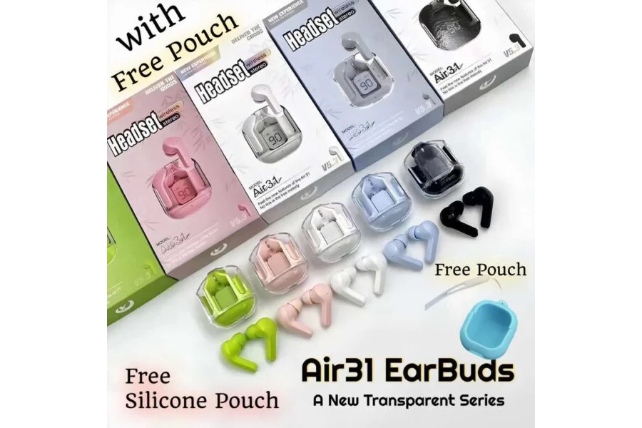 Original Air-31 Transparent blurtooth + Protective Case + LanYard-0