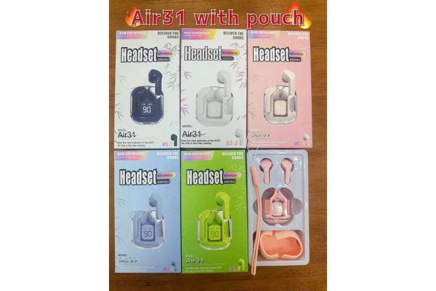 Air31 Earbuds With Pouch Wireless Crystal Transparent Bluetooth Airpod-0