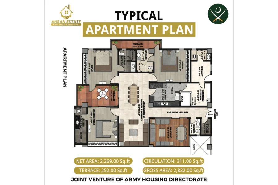 3 Bed room apartment in Malir Cantt