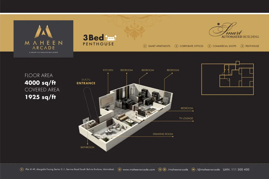 Maheen Arcade, Sector C 1 Bahria Enclave, Islamabad.