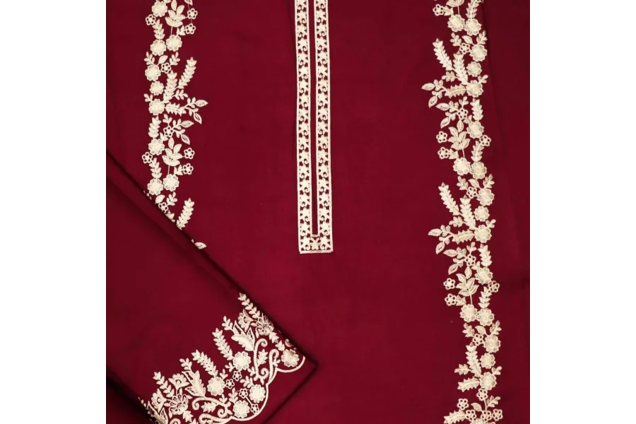 2 پی سیز خواتین کا بغیر سلے ہوئے دھنک کڑھائی والا سوٹ