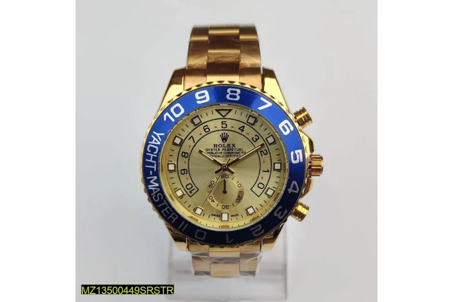 Men&#39;s Golden Quartz Watch with Chain Strap - 1 Pc