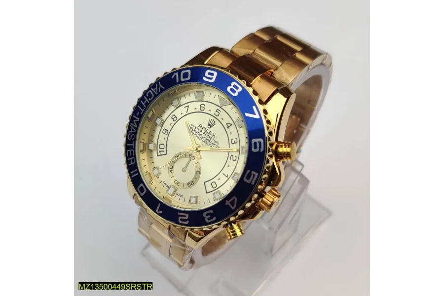 Men's Golden Quartz Watch with Chain Strap - 1 Pc