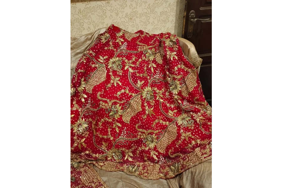 Heavily embroidered luxurious bridal lehenga