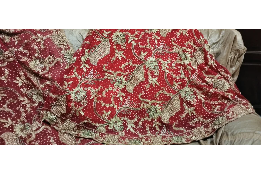 Heavily embroidered luxurious bridal lehenga