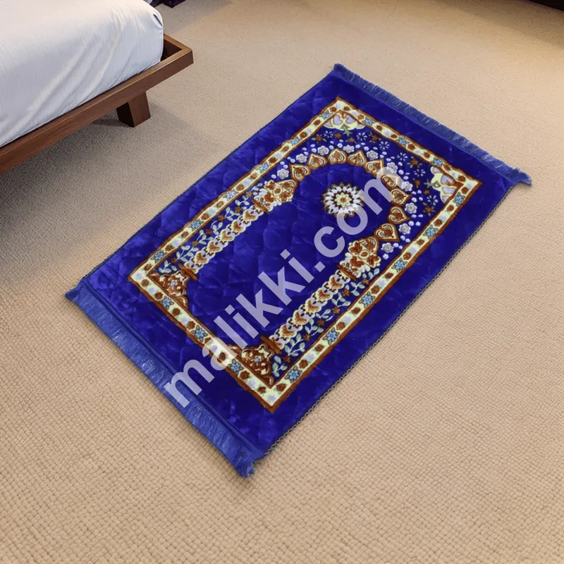 Mughal Janamaz Printed Prayer Mat-Sapphire