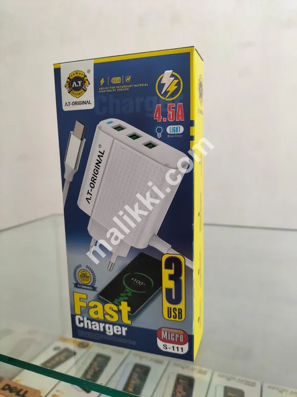 A.T original 4.5A 3 USB Fast Charger