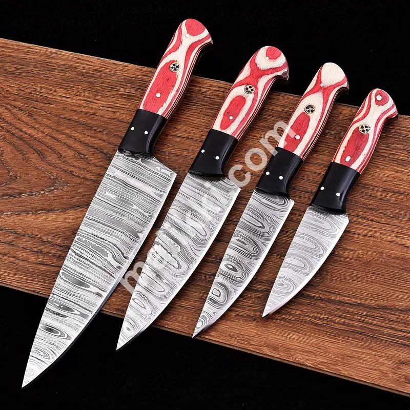 Four-Piece Damascus Steel Knife Set