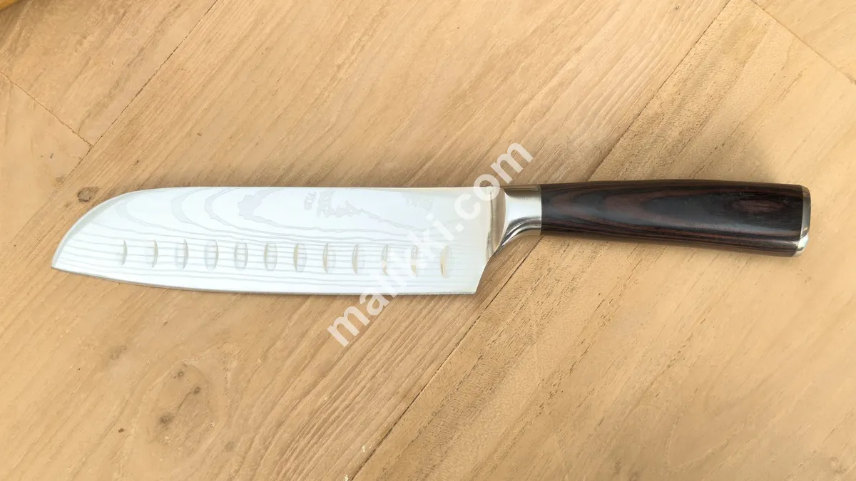  Kitchen knife - 1 piece - Santoku knife - Carbon Steel - Wood - Japan - 1 pcs professional knife