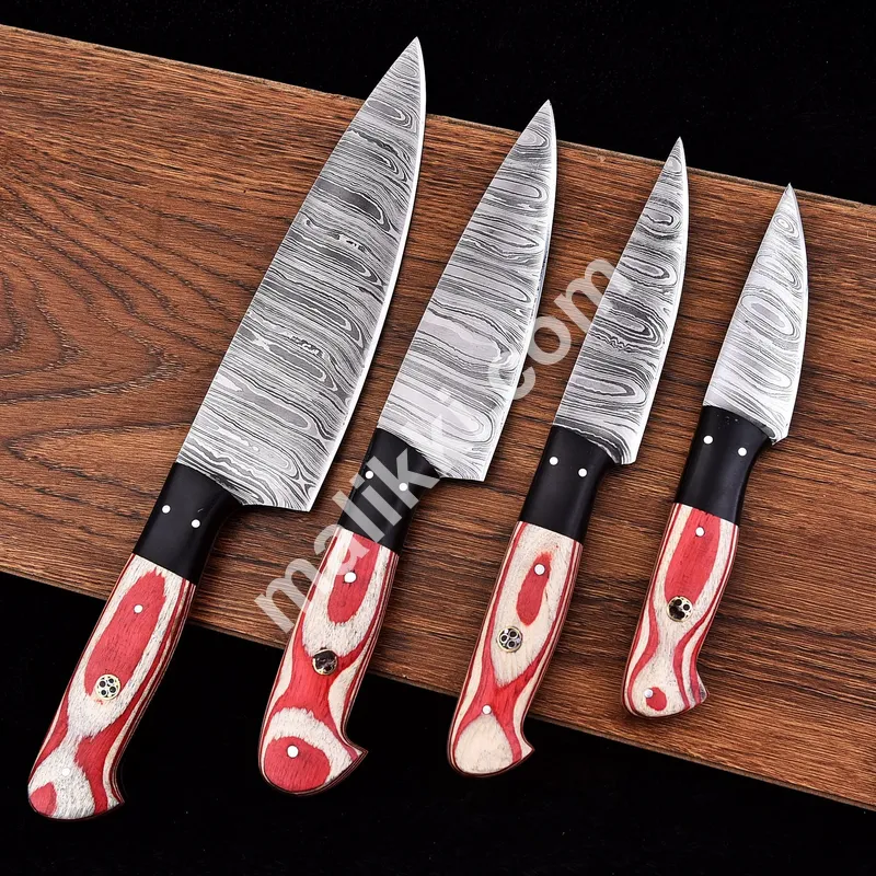Four-Piece Damascus Steel Knife Set