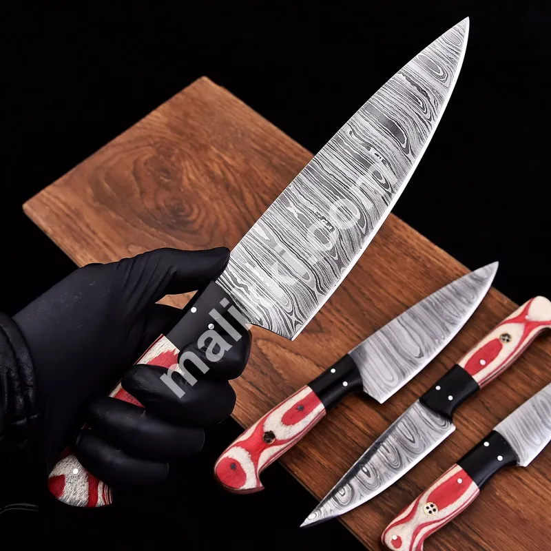 Four-Piece Damascus Steel Knife Set
