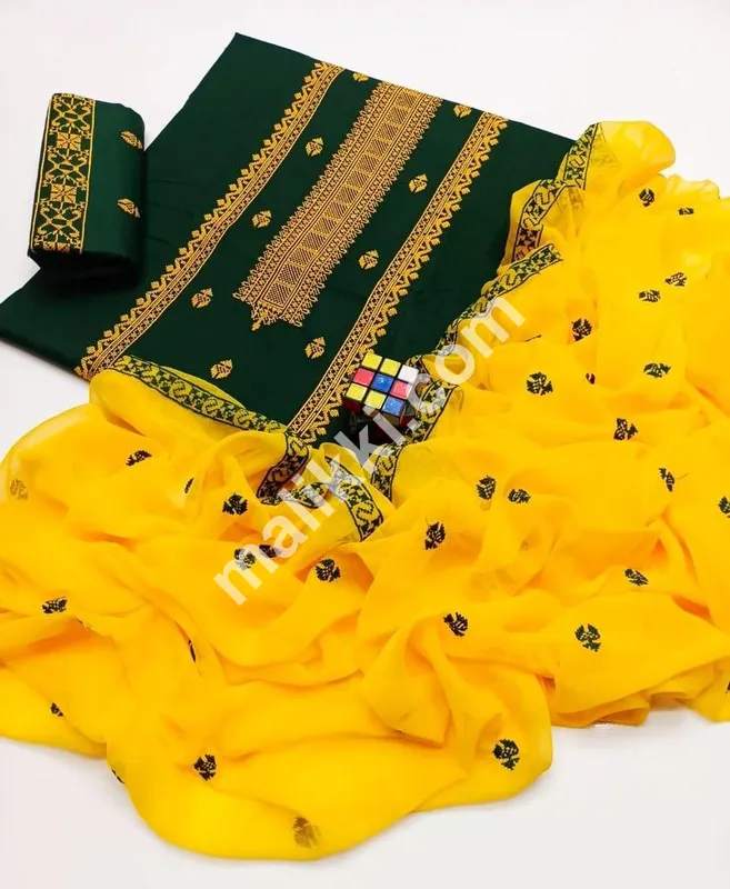 Embroidered Cotton Unstitched Suit Set (3 Pcs)