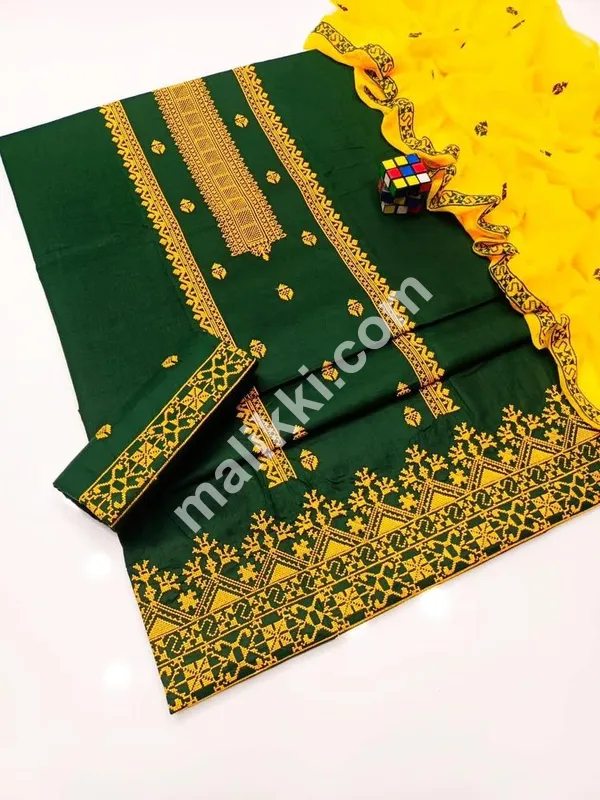 Embroidered Cotton Unstitched Suit Set (3 Pcs)