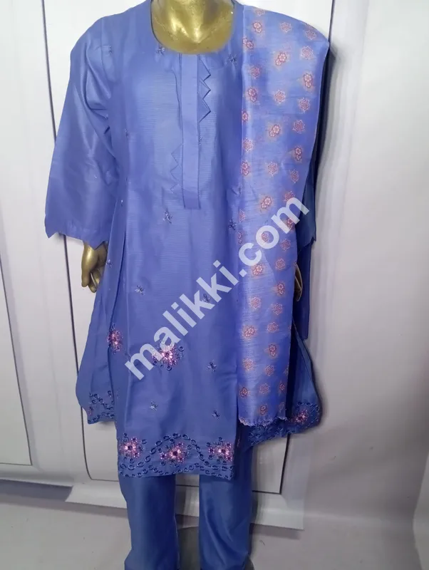 لڑکیوں کے لیے ڈوریا کاٹن 3 پی سیز شلوار قمیض سوٹ-0