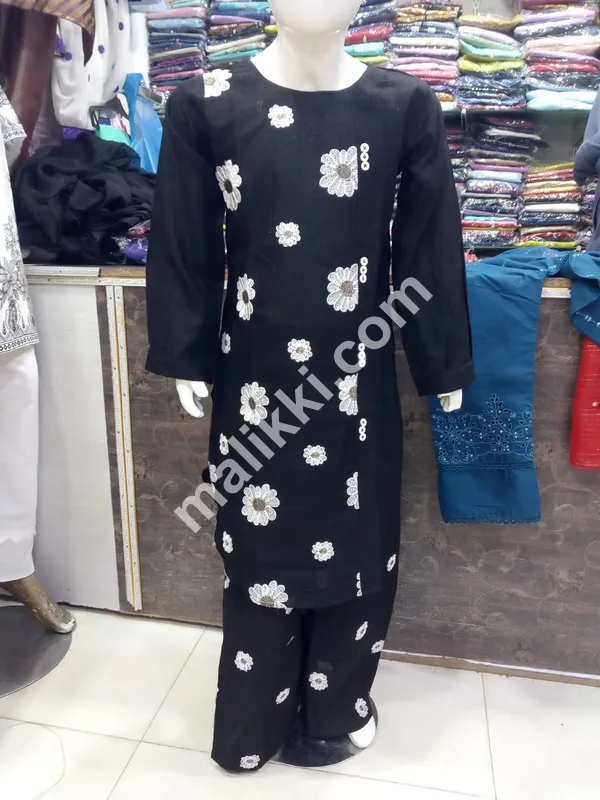 Cotton Fabric 2 Pcs Plazo Style Shalwar Kameez Suit-0