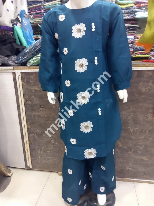 Cotton Fabric 2 Pcs Plazo Style Shalwar Kameez Suit
