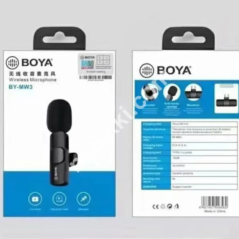 BOYA BYMW3 Wireless MIC Dual MICROPHONE Vlogging Mic, For Podcast, Interviews, with Microphone for Type C, Android, IOS Lightining & 3.5mm Jack