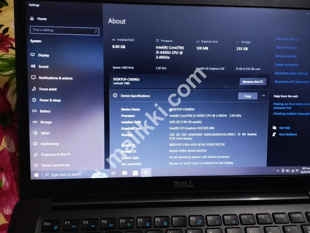 Dell Latitude 7480 | Core i5 | 8GB | 256GB SSD | Backlight Keyboard | Best Condition