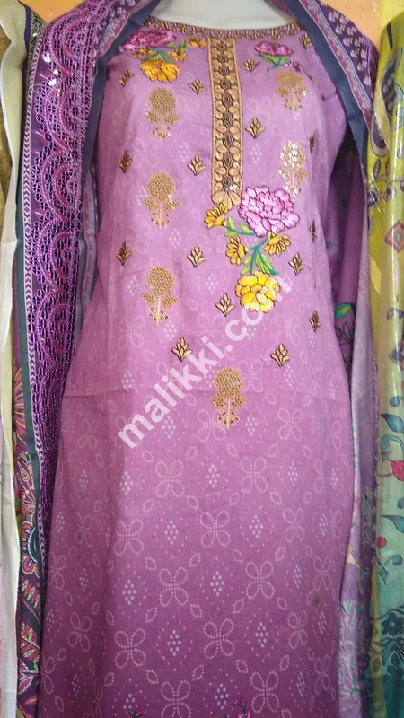 خواتین کے لیے لان 3 پی سیز شلوار قمیض سوٹ-0