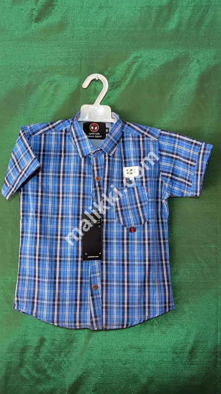 Kids Blue Check Shirt -0