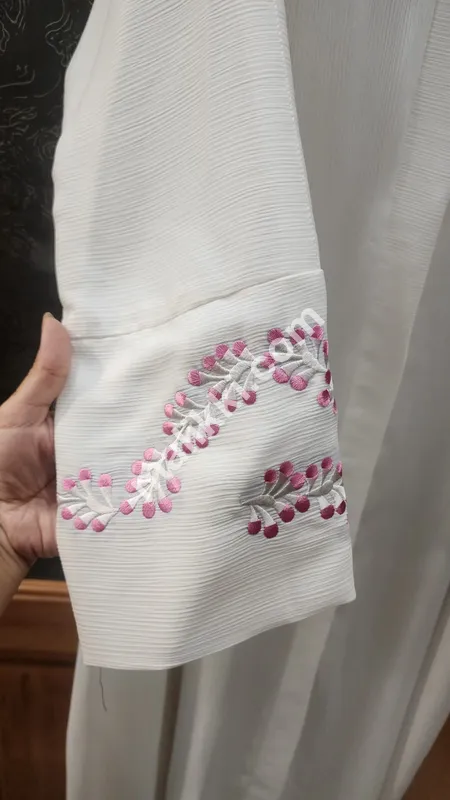 Zoom NIDA Fabric, Embroidered Cuffs Abaya