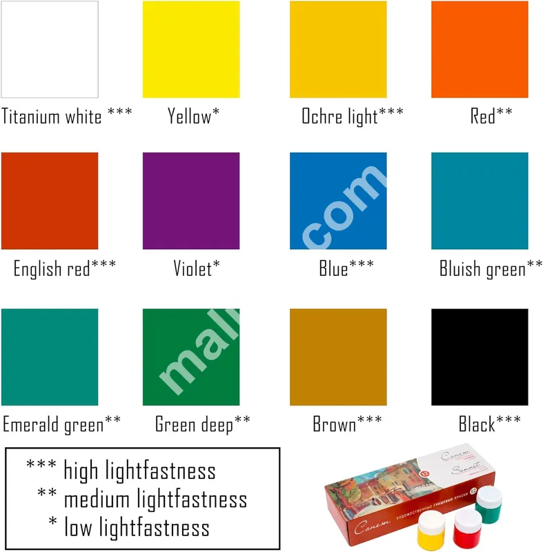 3k Sonnet  High Quality Gouache Paint Set (12 x 40 ml)