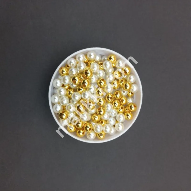 Beads Pearls Gold/White 