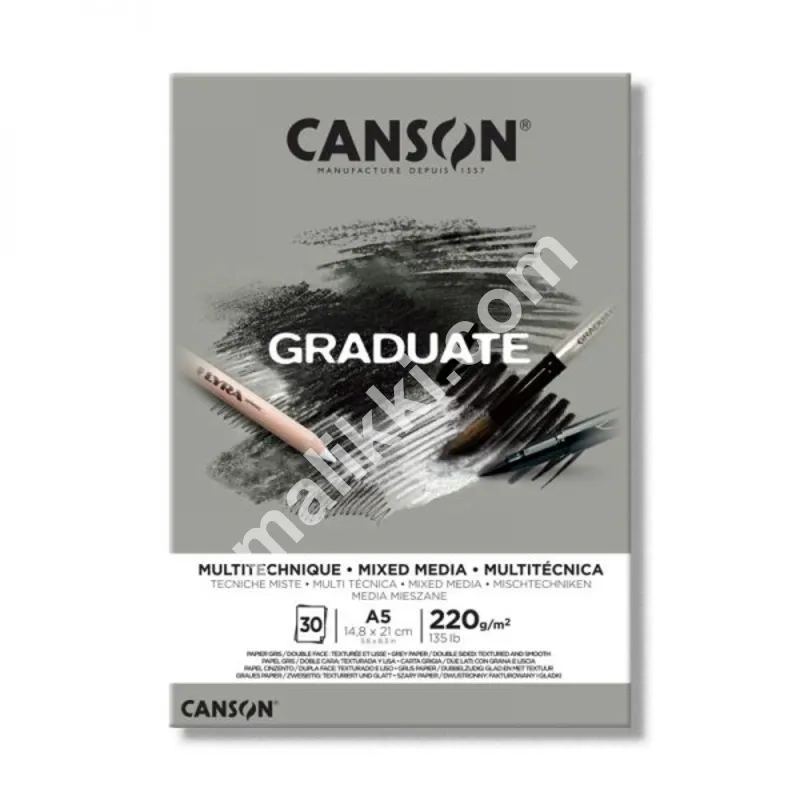 Canson Graduate Mixed Media Grey A5 Size 