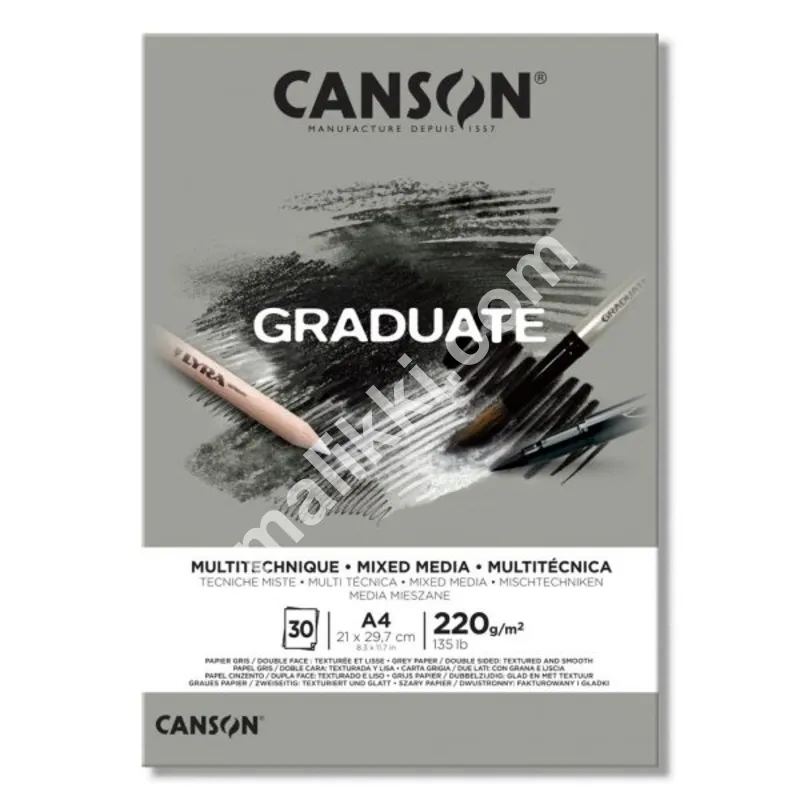 Canson Graduate Mixed Media Grey A4 Size 