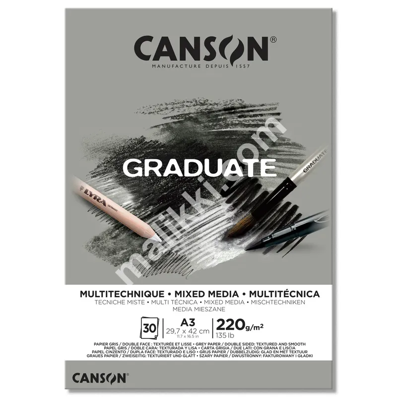 Canson Graduate Mixed Media Grey A3 Size 