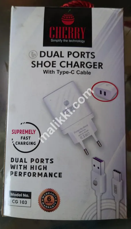 Cherry Dual Ports Shoe Charger PD C to C B to B
