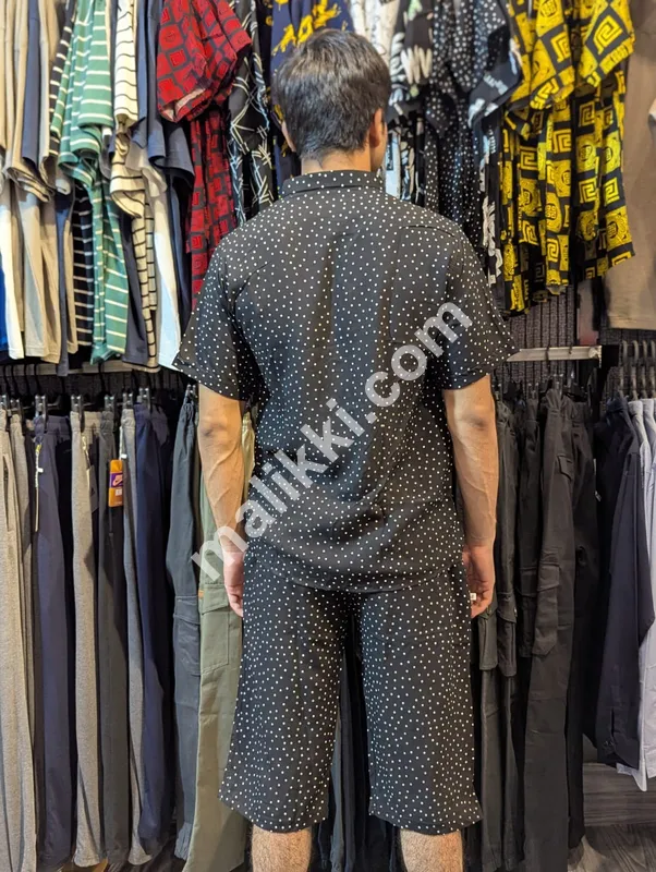 Linen Black Dotted Tracksuit